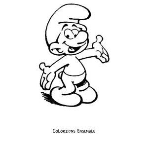 Coloriage d'un Schtroumpf tout content qui salue