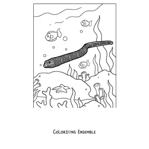 Coloriage d'un serpent marin qui nage