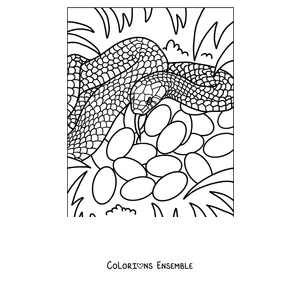 Coloriage d'un serpent protégeant ses œufs