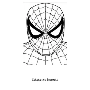 Coloriage du visage de Spider-Man avec son masque et ses grands yeux