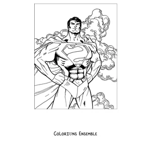 Coloriage de Superman debout les mains sur les hanches