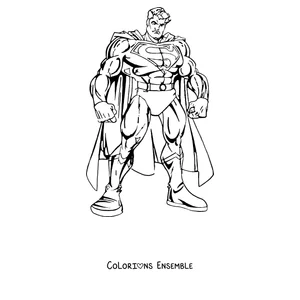 Coloriage de Superman debout les poings serrés