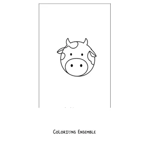 Coloriage de tête de vache de dessin animé