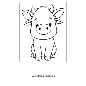 Coloriage de vache souriante de face