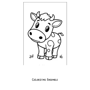 Coloriage de vache tachetée mignonne de face