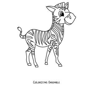 Coloriage d'un zèbre de dessin animé
