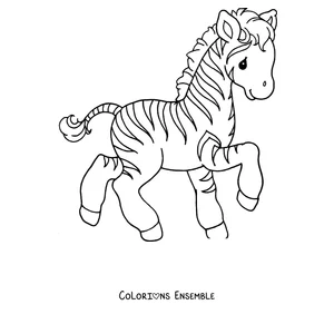 Coloriage d'un bébé zèbre qui joue